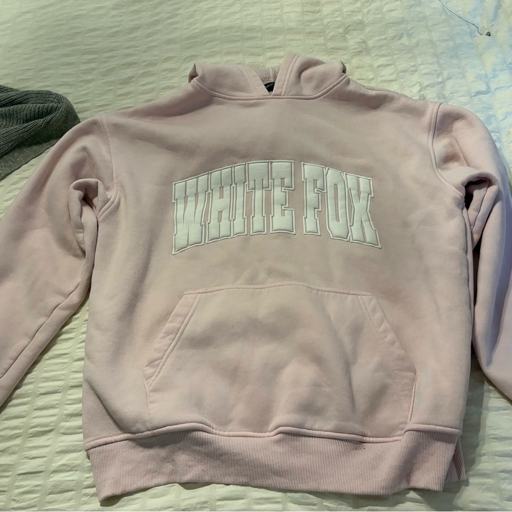 White Fox Boutique Pale Pink Chest Logo Hoodie